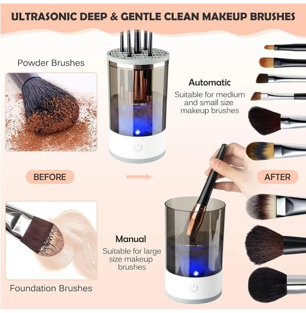 Electric Makeup Brush Cleaner – Automatic Spinning Washer & Dryer - Image 5