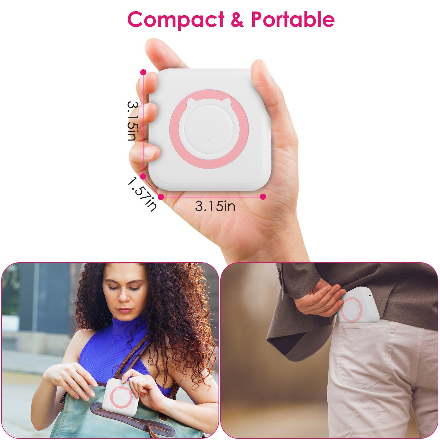 Mini Portable Inkless Thermal Sticker Printer – Pocket Bluetooth Photo & Label Maker - Image 3