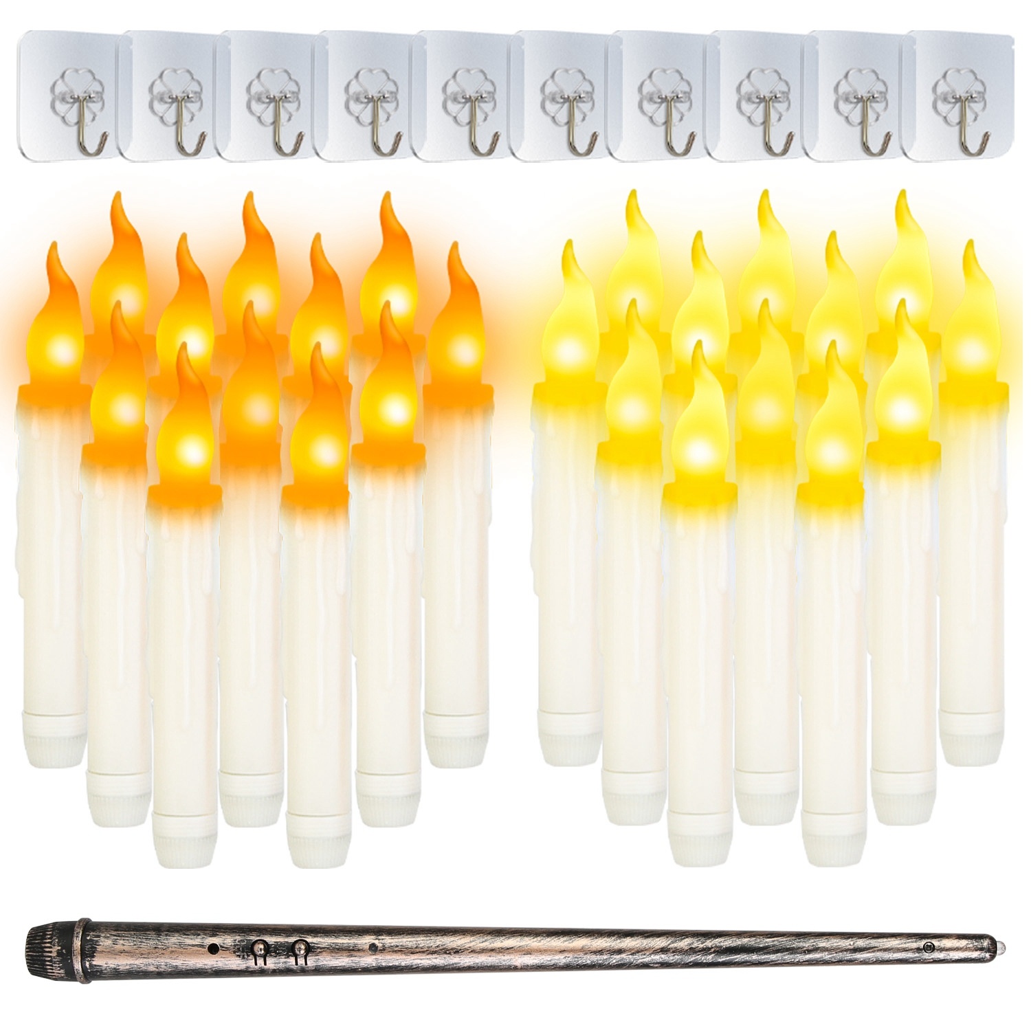 Floating LED Candles with Magic Wand Remote – 12-Pack Flameless Halloween Decor